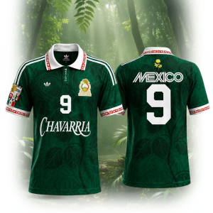Willy Chavarria x Adidas Mexico Jersey No. 9 Green Soccer Shirt Retro Football Fan Jersey