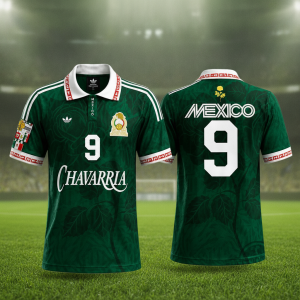 Willy Chavarria x Adidas Mexico Jersey No. 9 Green Soccer Shirt Retro Football Fan Jersey