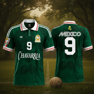 Willy Chavarria x Adidas Mexico Jersey No. 9 Green Soccer Shirt Retro Football Fan Jersey