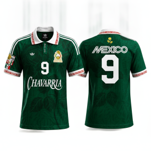 Willy Chavarria x Adidas Mexico Jersey No. 9 Green Soccer Shirt Retro Football Fan Jersey