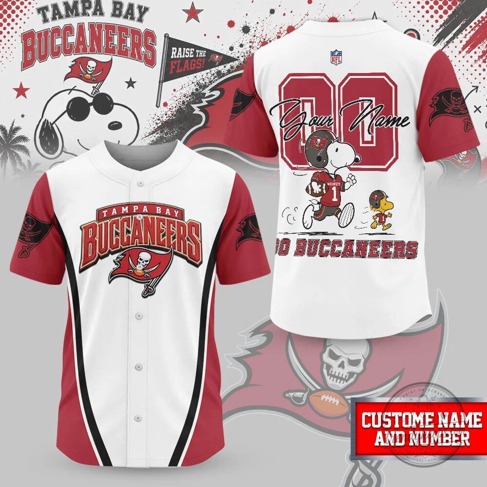 Custom Baseball Jersey for Tampa Bay Buccaneers with Snoopy Peanuts Design