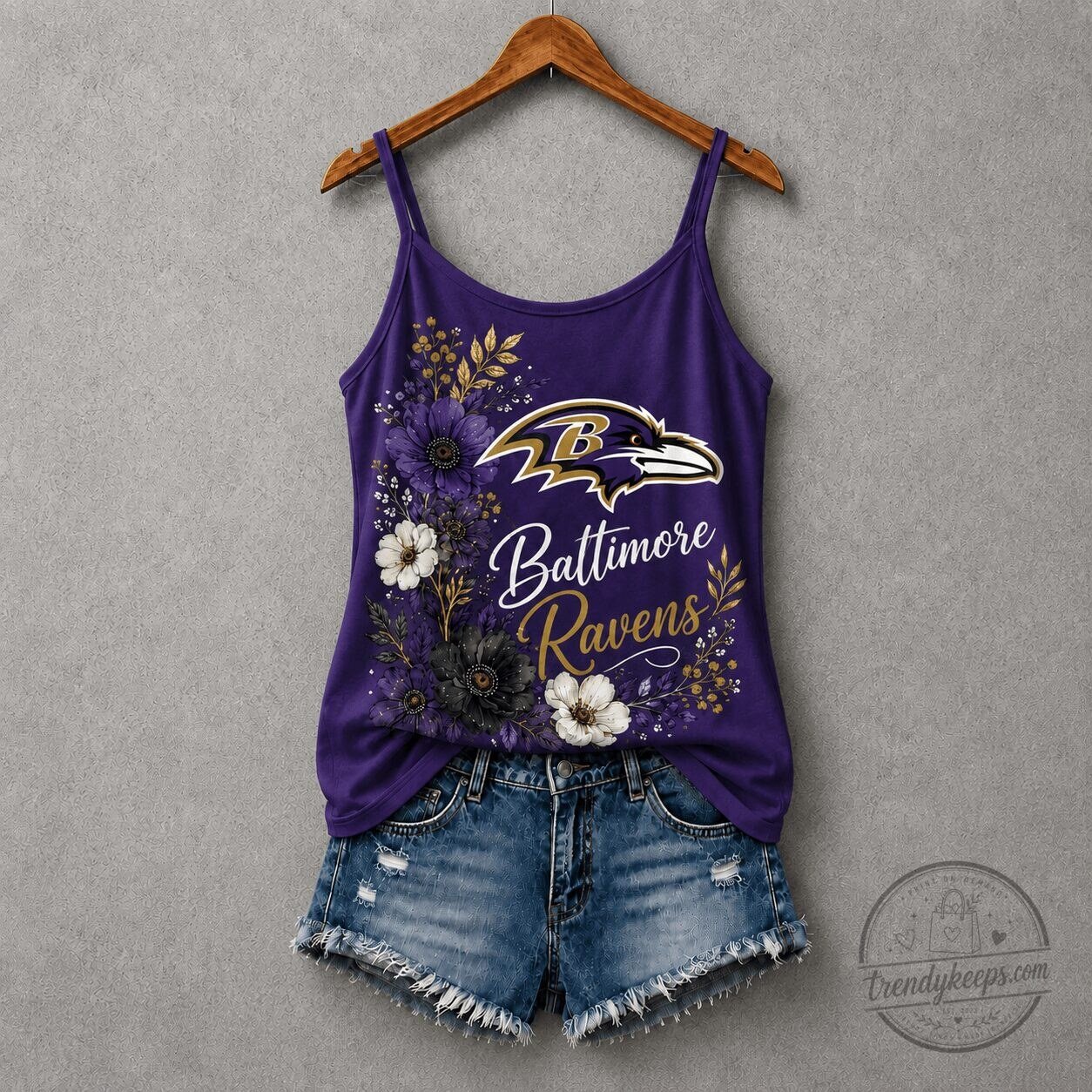 Baltimore Ravens Floral Spirit Women's Purple Tank Top