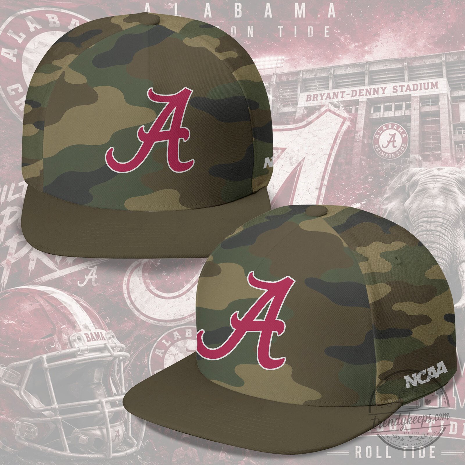 Alabama Crimson Tide NCAA Camouflage Flat Bill Snapback Cap Hat