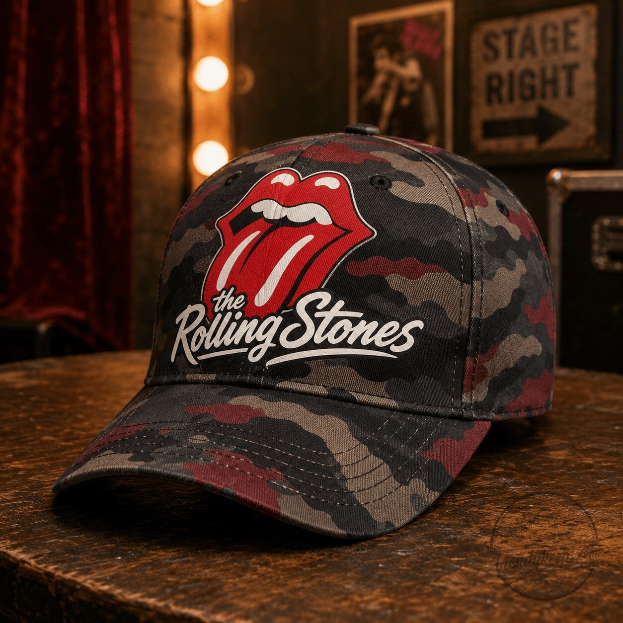 Classic Rock Cap NTH1 - Vintage Camo Design by The Rolling Stones - Wild Tongue Edition