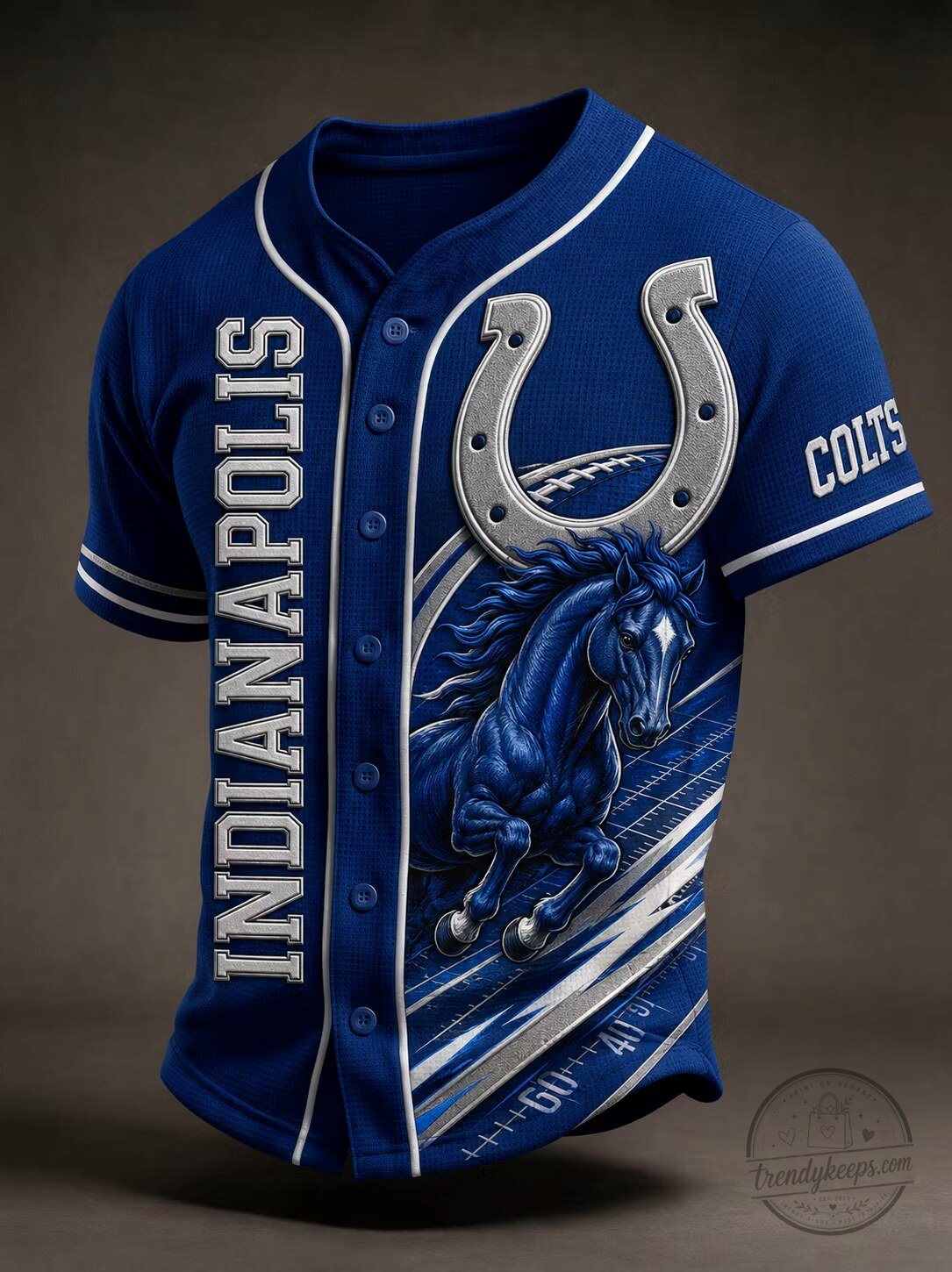 Indianapolis Colts Football Team Blue Horse Baseball Jersey