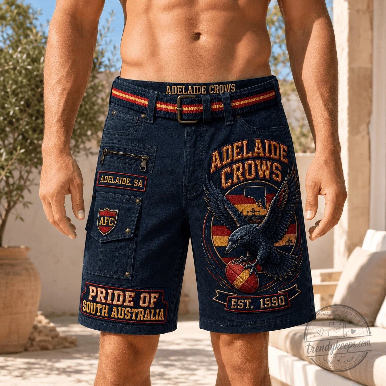 Adelaide Crows Australian Football League Pride of South Australia Denim Shorts 5 Adelaide Crows Australian Football League Pride of South Australia Denim Shorts