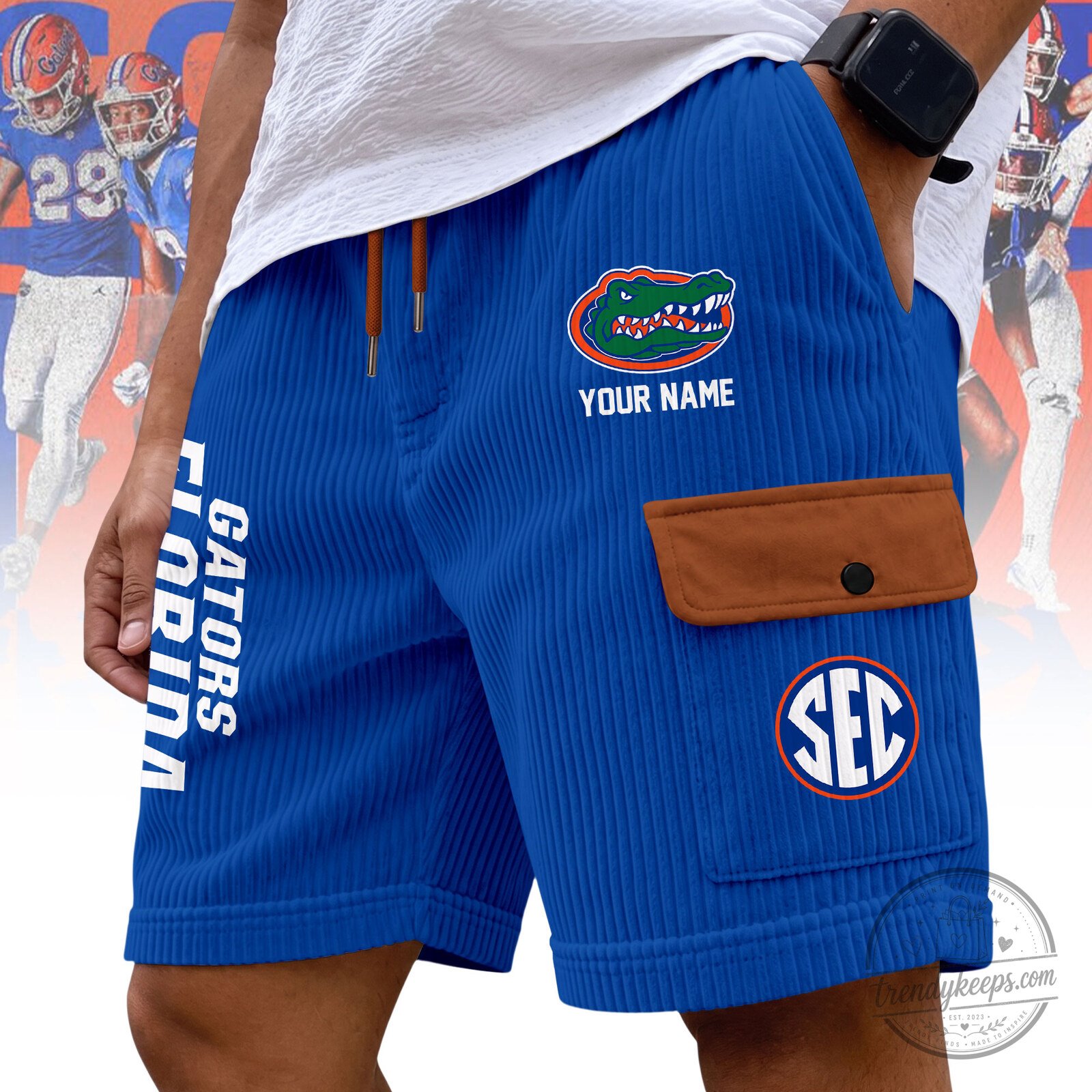 Florida Gators NCAA Football Team Blue Corduroy Shorts