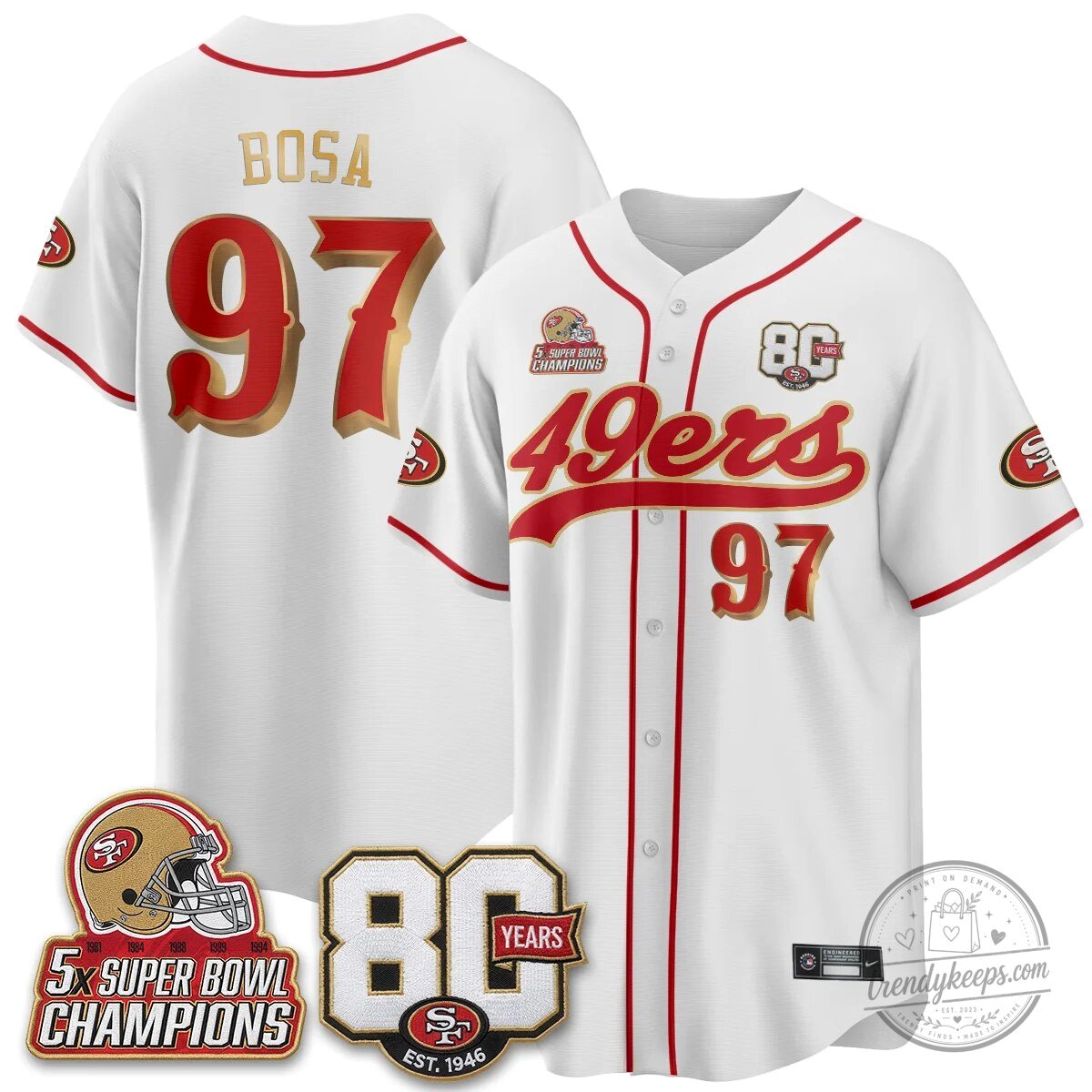 San Francisco 49ers Christian McCaffrey Black Baseball Jersey - 80 Years Est. 1946 59 San Francisco 49ers Christian McCaffrey Black Baseball Jersey - 80 Years Est. 1946