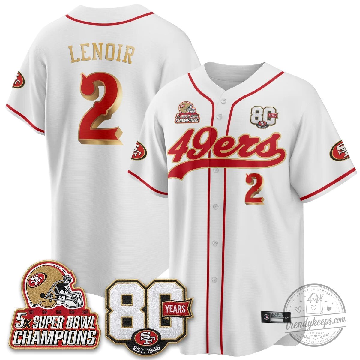 San Francisco 49ers Christian McCaffrey Black Baseball Jersey - 80 Years Est. 1946 61 San Francisco 49ers Christian McCaffrey Black Baseball Jersey - 80 Years Est. 1946