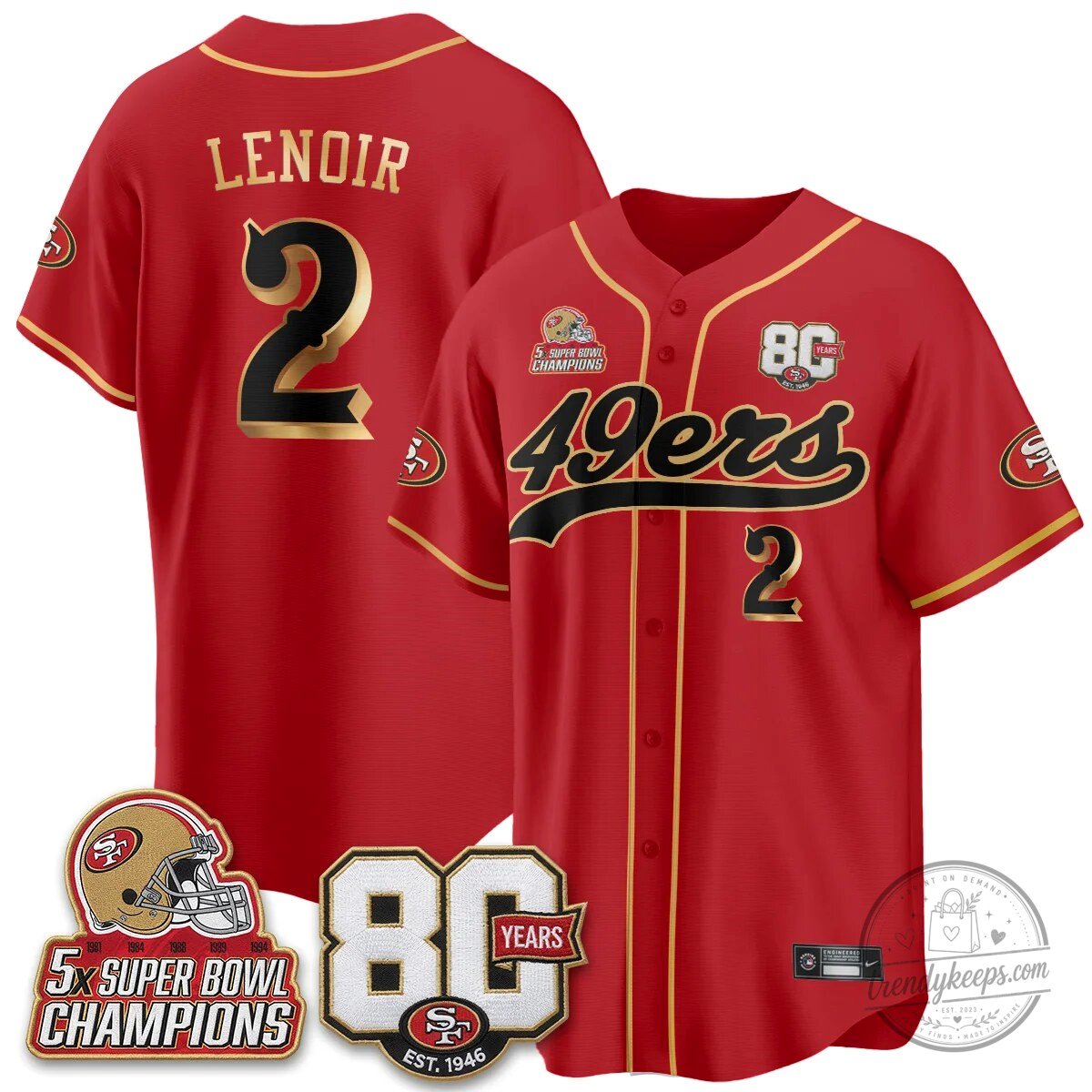 San Francisco 49ers Christian McCaffrey Black Baseball Jersey - 80 Years Est. 1946 74 San Francisco 49ers Christian McCaffrey Black Baseball Jersey - 80 Years Est. 1946