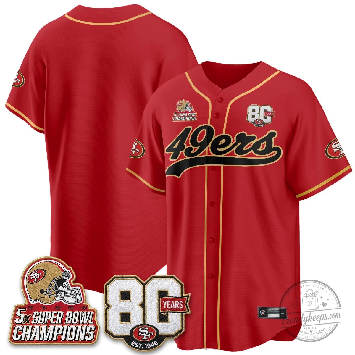 San Francisco 49ers Christian McCaffrey Black Baseball Jersey - 80 Years Est. 1946 76 San Francisco 49ers Christian McCaffrey Black Baseball Jersey - 80 Years Est. 1946