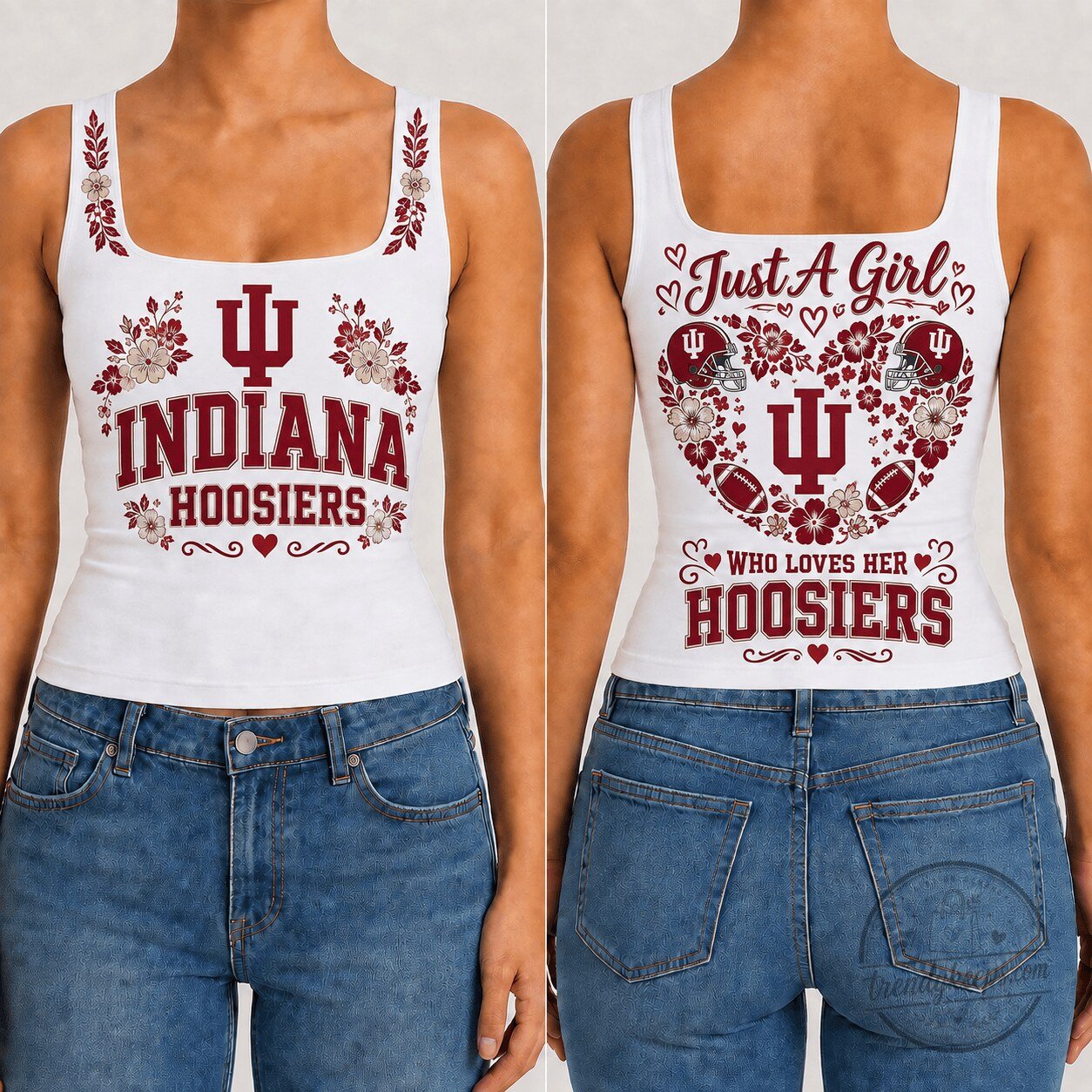 Indiana Hoosiers Women's Floral Heart College Football Tank Top