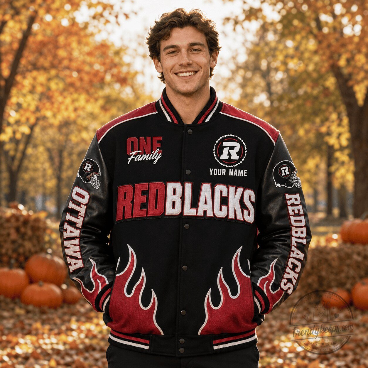 Ottawa Redblacks Canadian Football League One Family Baseball Jacket