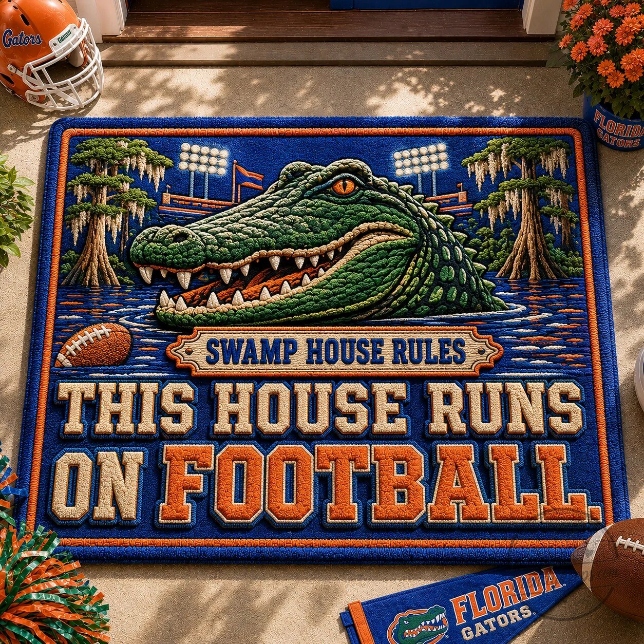 Florida Gators Football Swamp House Rules This House Runs On Football Doormat