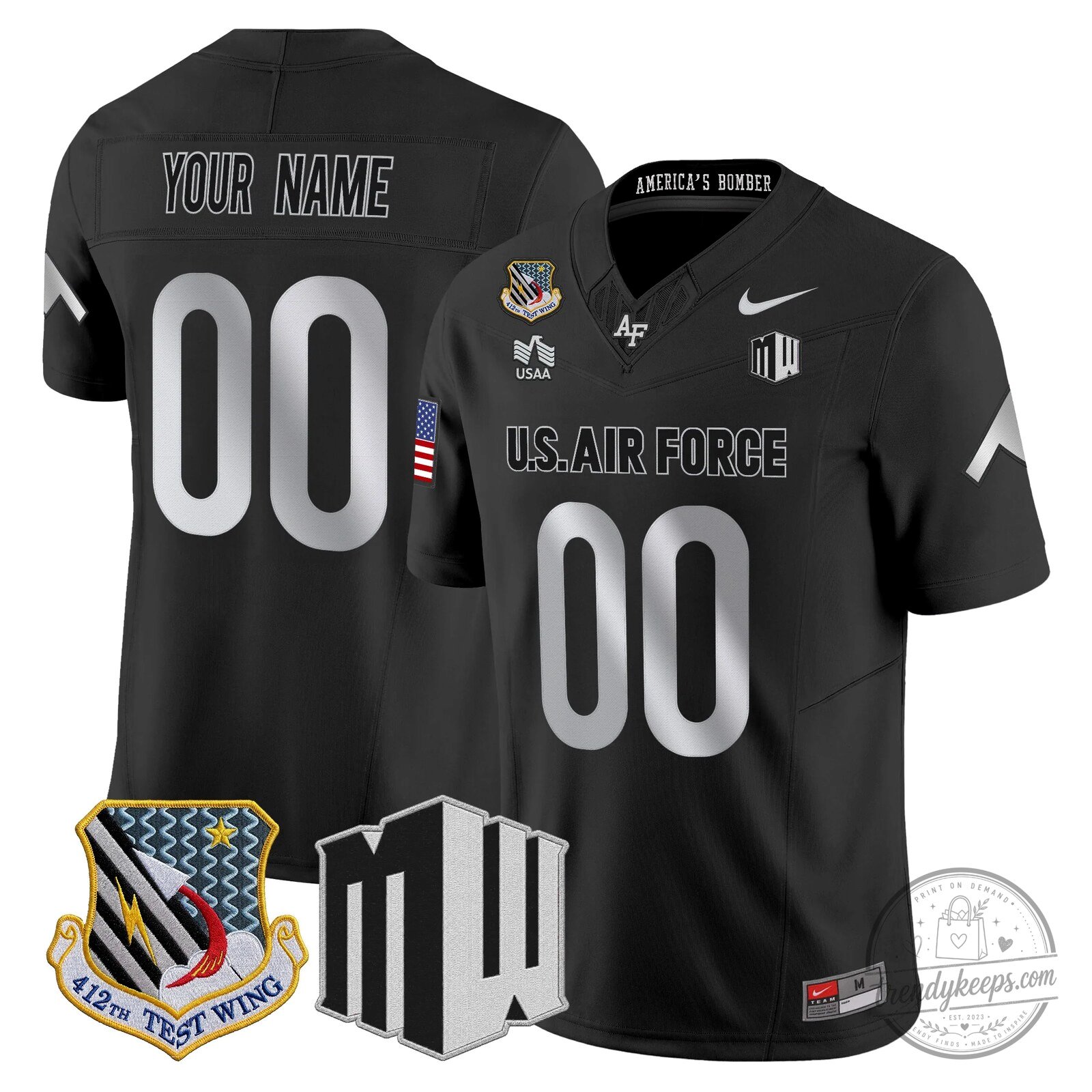 United States Air Force Falcons Custom Black Football Jersey