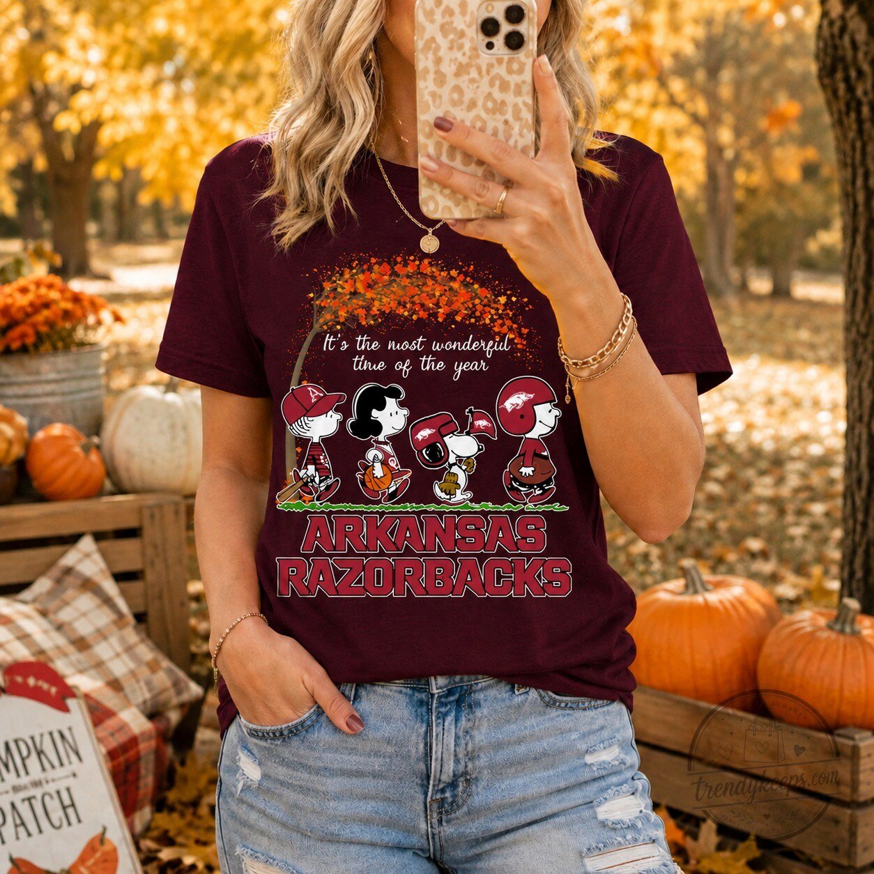 Arkansas Razorbacks Peanuts It's The Most Wonderful Time Of The Year T-Shirt