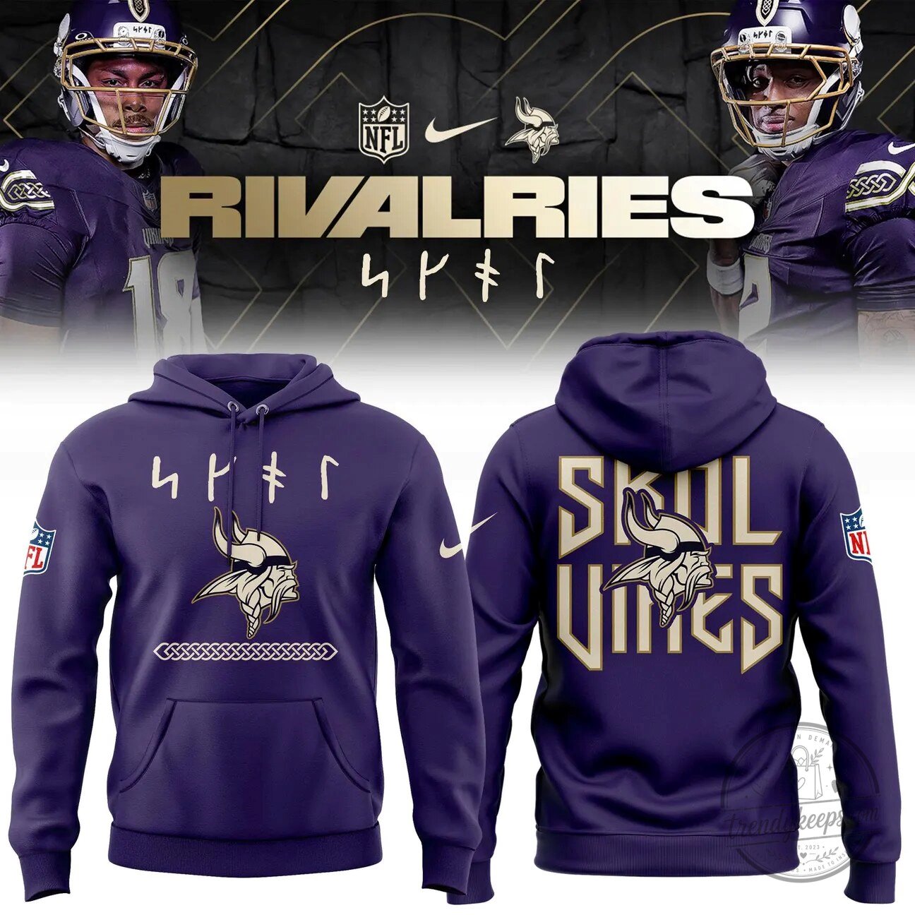 Minnesota Vikings Skull Vibes Rivalries National Football League Hoodie