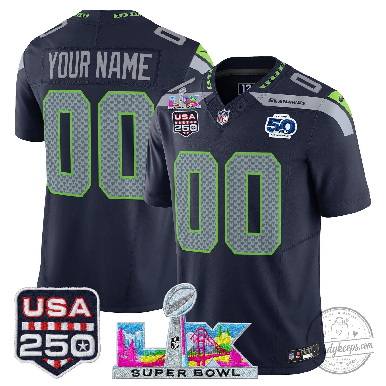 250th Anniversary Football Jersey for Super Bowl LX - Seattle Seahawks, United States