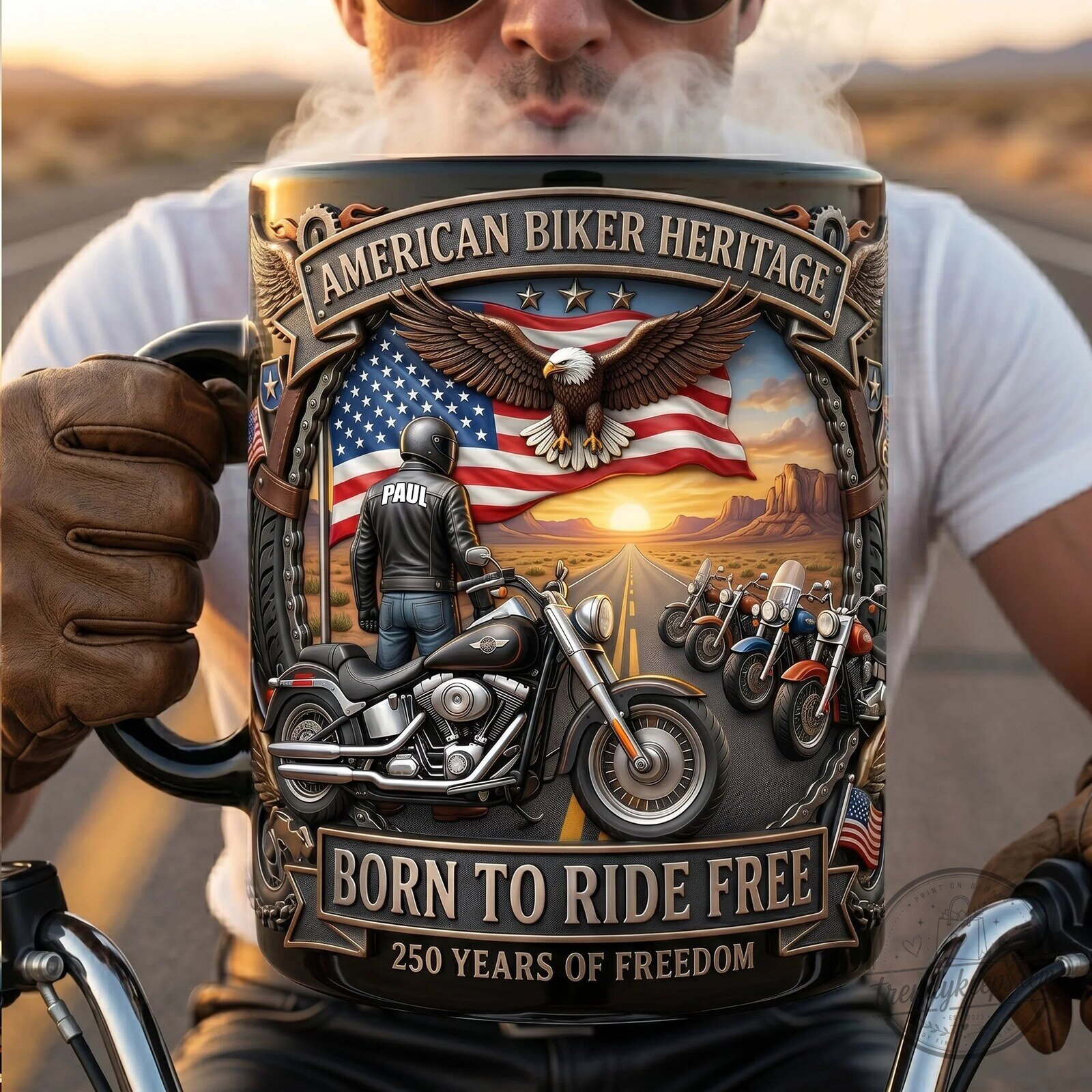Route 66 Born To Ride Free Motorcycle Mug - American Biker Heritage for Coffee Enthusiasts 6 Route 66 Born To Ride Free Motorcycle Mug - American Biker Heritage for Coffee Enthusiasts