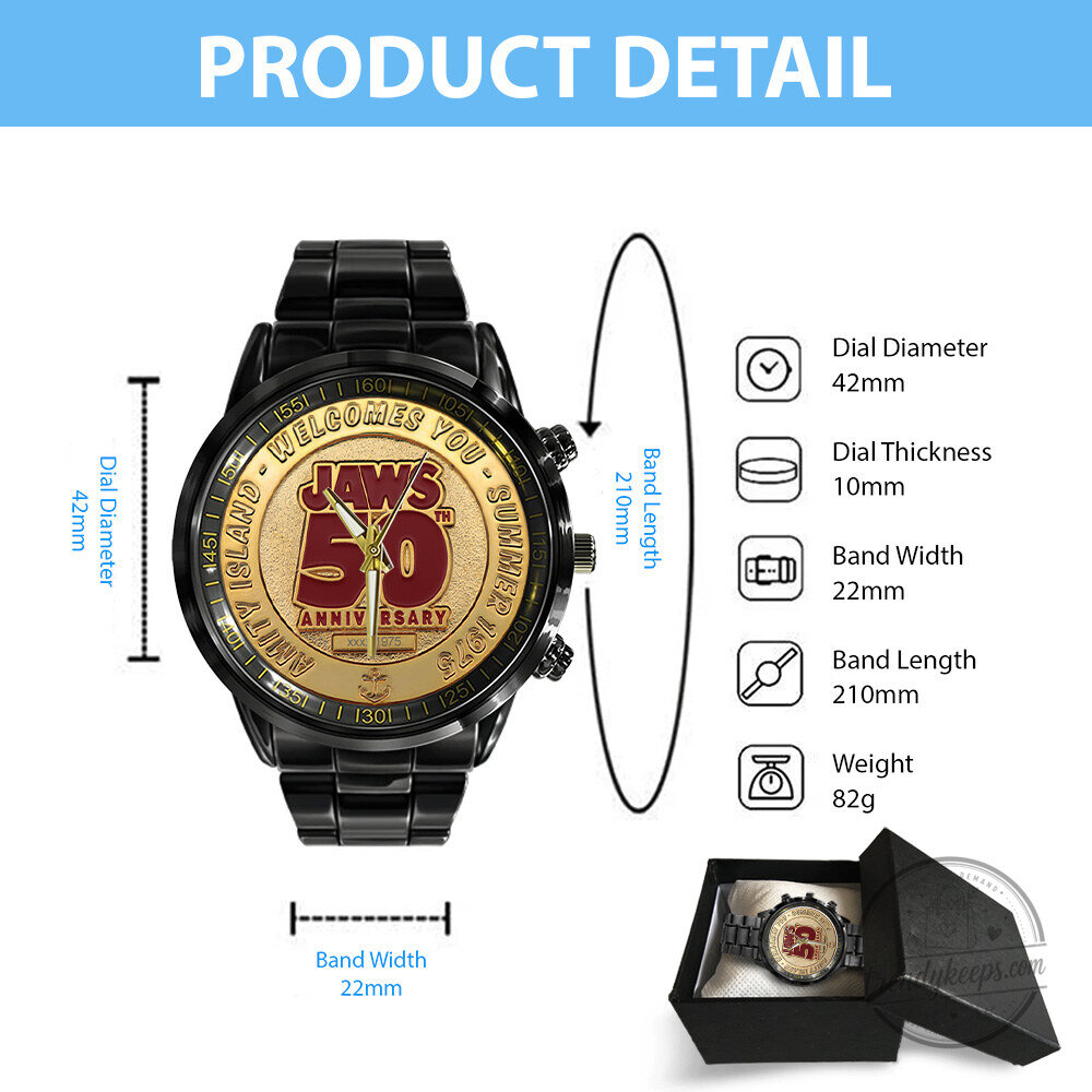 Jaws Amity Island Welcomes You 50th Anniversary Stainless Steel Watch 7 Jaws Amity Island Welcomes You 50th Anniversary Stainless Steel Watch