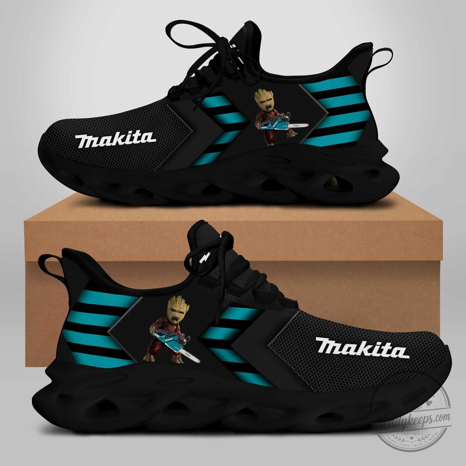 Makita Baby Groot Chainsaw Guardians of the Galaxy Black Running Shoes