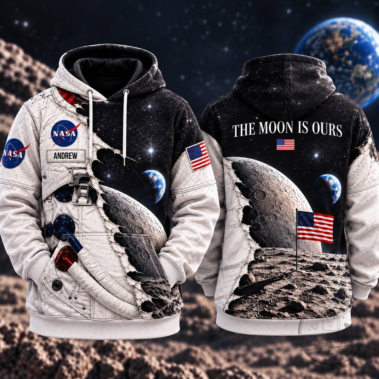 NASA Astronaut Space Suit Moon Landing All Over Print T-Shirt 6 NASA Astronaut Space Suit Moon Landing All Over Print T-Shirt