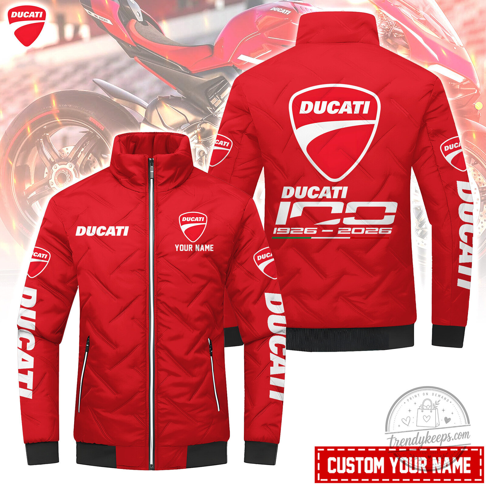 Ducati Motorcycle Racing Team Red Padded Bomber Jacket