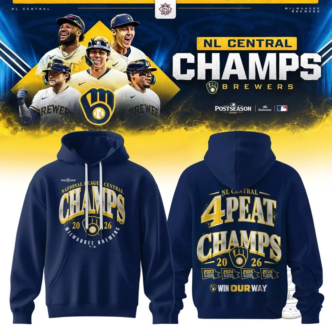 Navy Hoodie Celebrating Milwaukee Brewers 2026 National League Central Division Championship 2 Navy Hoodie Celebrating Milwaukee Brewers 2026 National League Central Division Championship