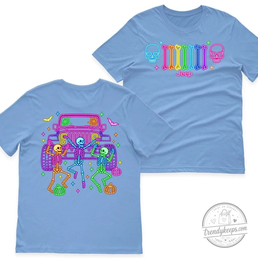 Halloween Jeep Skeleton Neon Glow Bones Dance Party Black Hoodie 25 Halloween Jeep Skeleton Neon Glow Bones Dance Party Black Hoodie