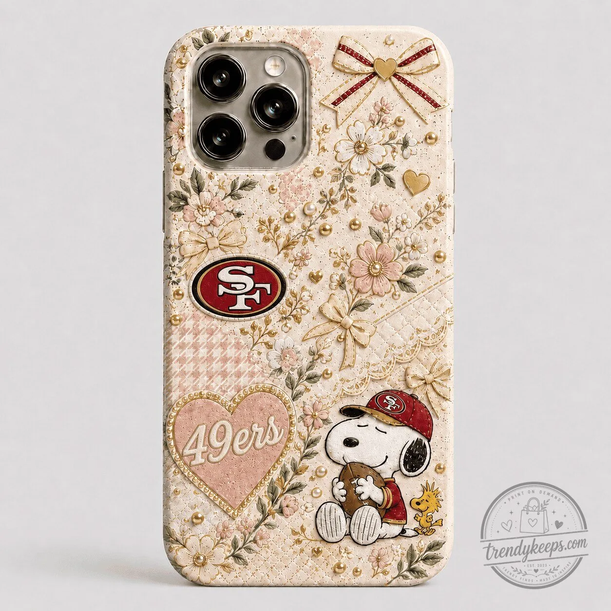 San Francisco Football Team Snoopy 49ers Floral Pattern Phone Case