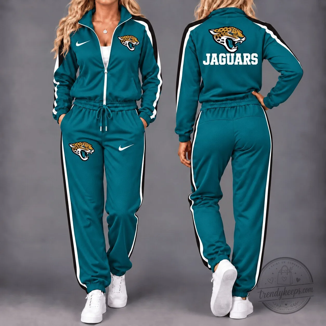 Jacksonville Jaguars Teal Nike Inspired Tracksuit Jacket and Pants Set