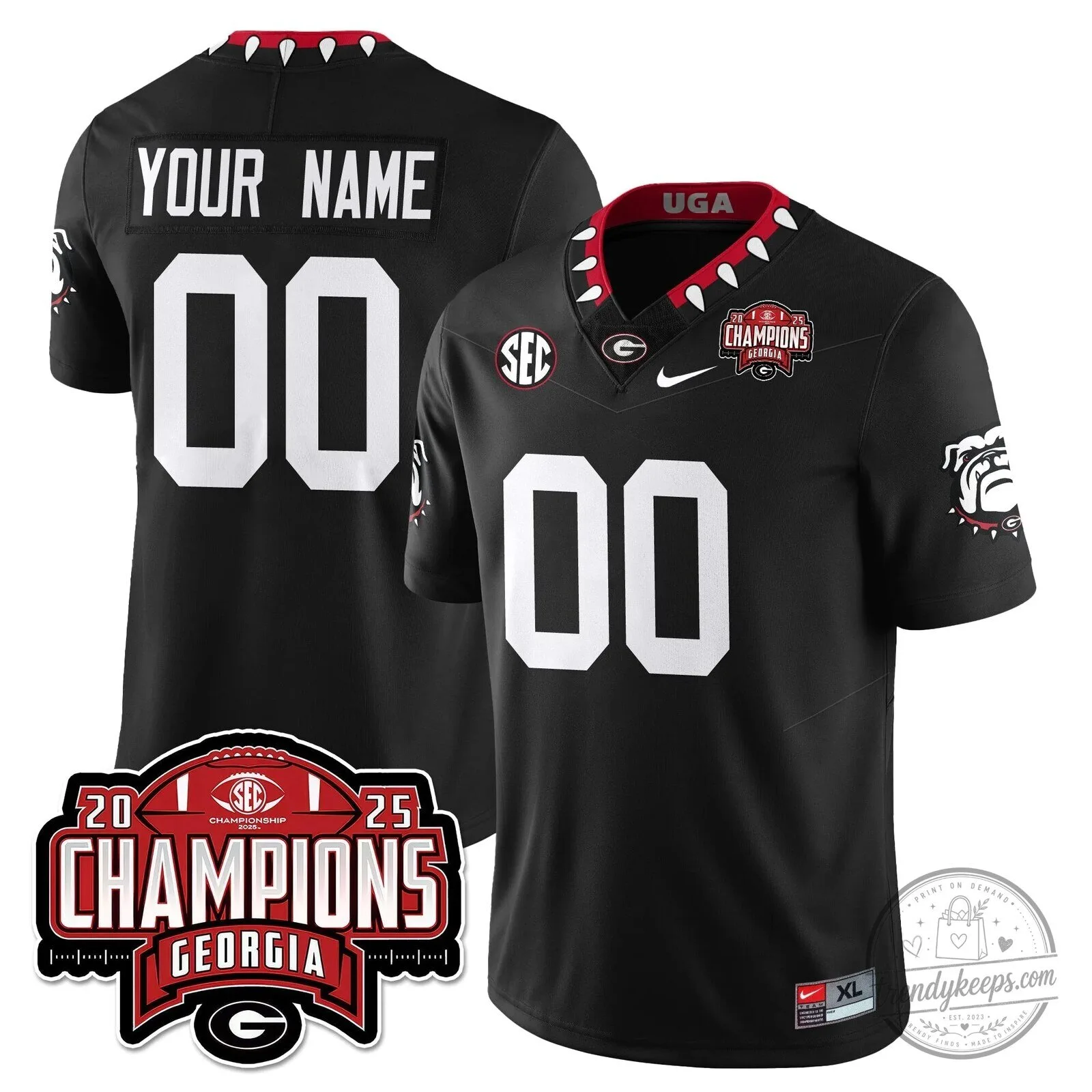 SEC Football Georgia Bulldogs 2025 Championship Black Stitched Jersey