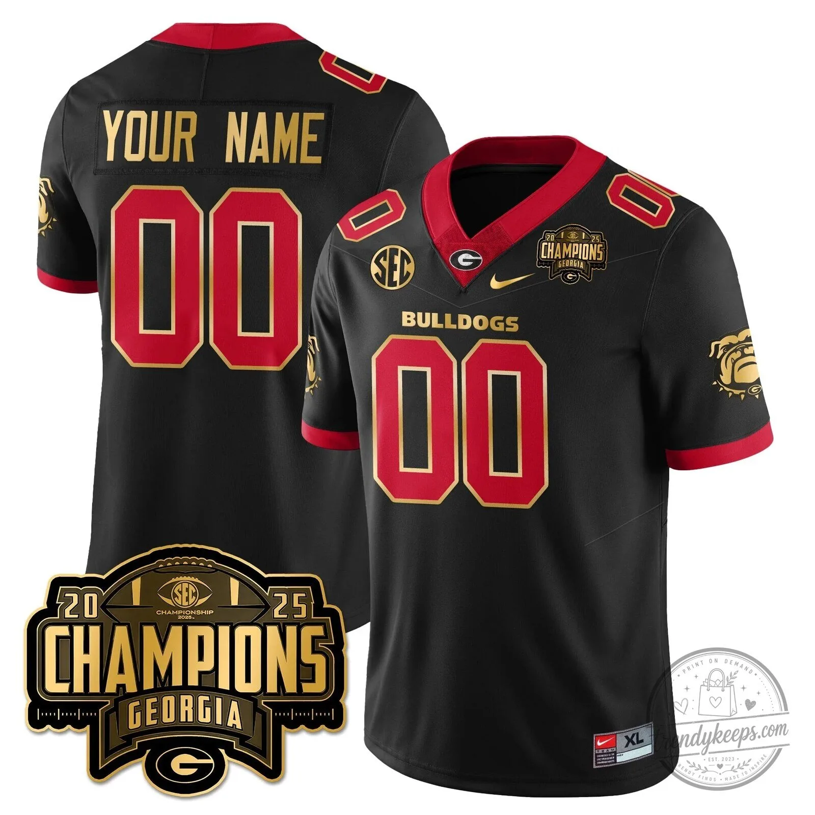 SEC Football Georgia Bulldogs 2025 Championship Black Stitched Jersey 6 SEC Football Georgia Bulldogs 2025 Championship Black Stitched Jersey