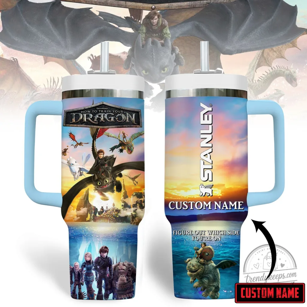 How to Train Your Dragon Movie Poster Stanley Tumbler with Handle How to Train Your Dragon Movie Poster Stanley Tumbler with Handle