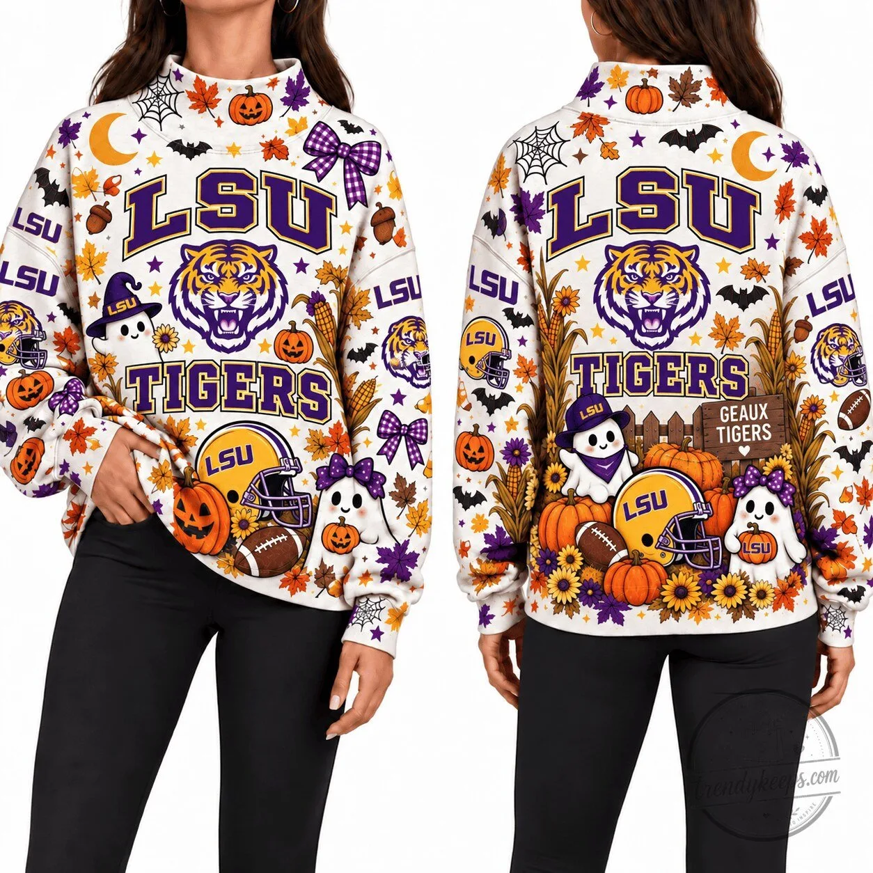LSU Tigers Halloween Autumn Fall Pumpkin Spooky Season Sweatshirt