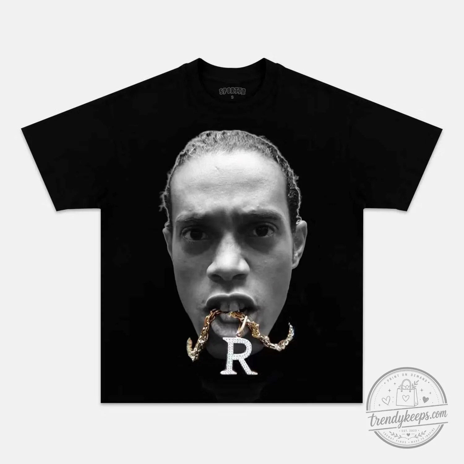 Ronaldinho Soccer Player Portrait Black T-Shirt
