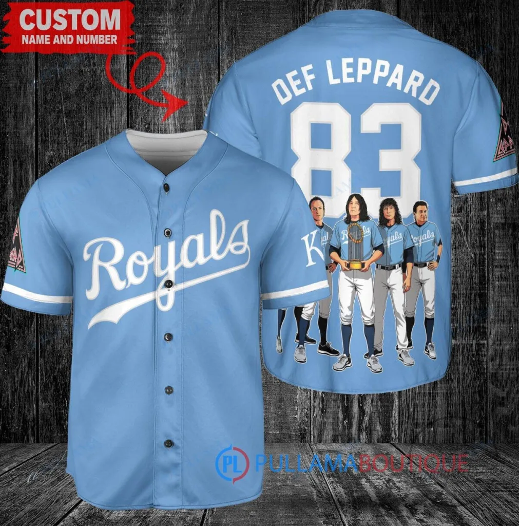 Kansas City Royals Baseball Def Leppard Band Light Blue Custom Baseball Jersey