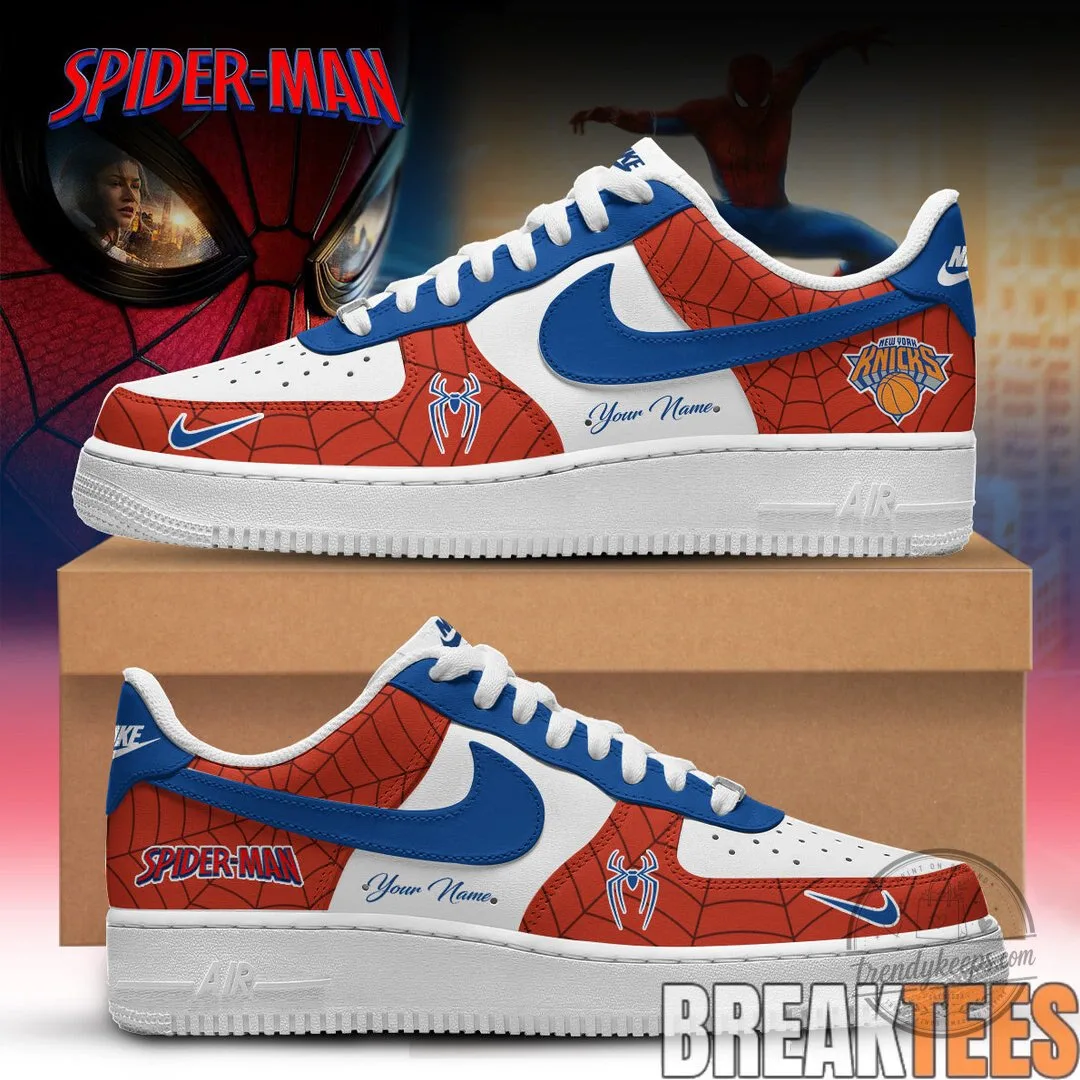 Spider-Man New York Knicks Custom Air Force One Shoes 1 Spider-Man New York Knicks Custom Air Force One Shoes
