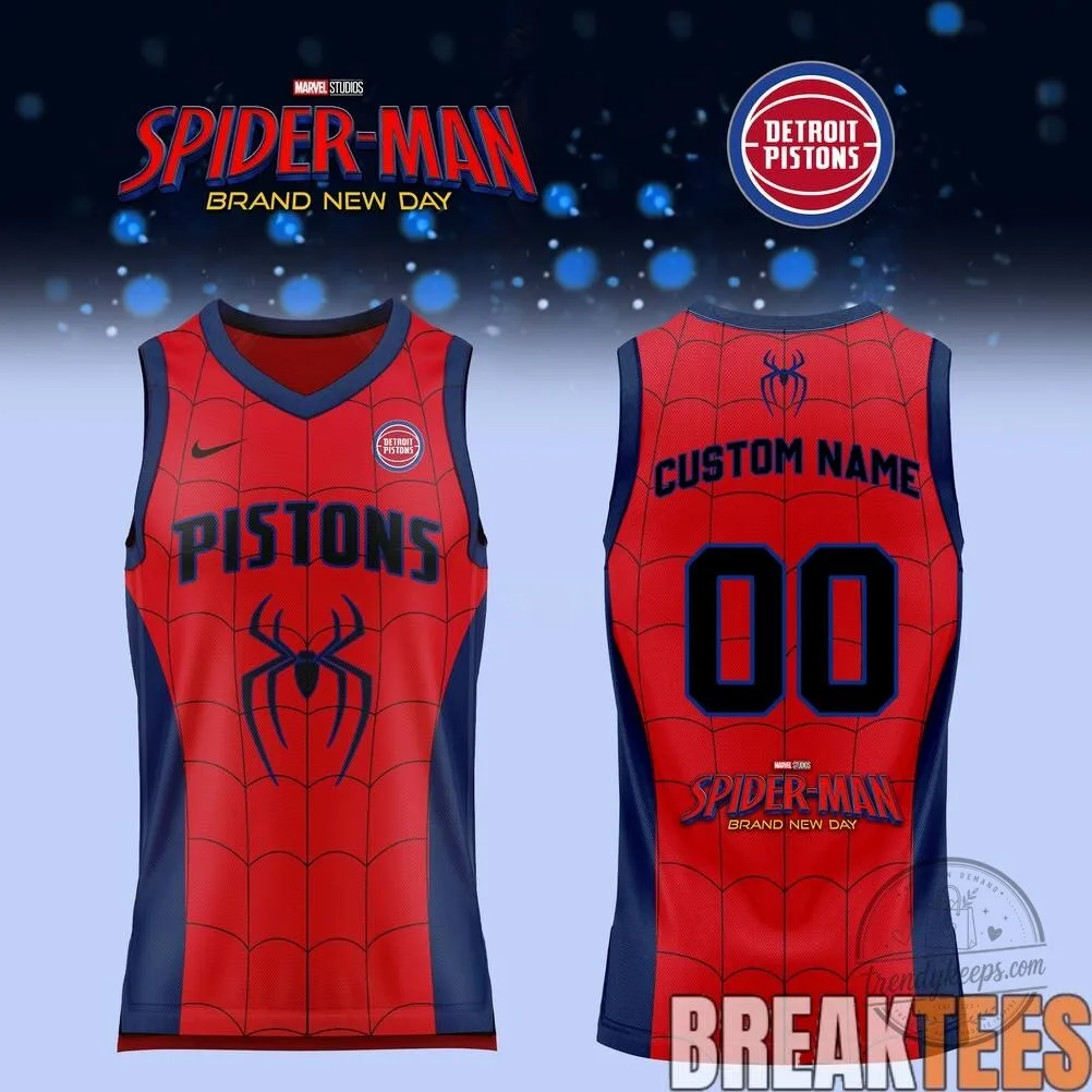 Detroit Pistons Spider-Man Brand New Day Basketball Jersey