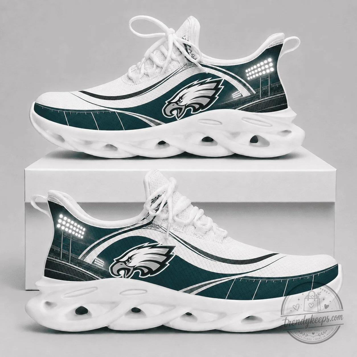 Philadelphia Eagles Football Team Logo White Chunky Sneakers Shoes