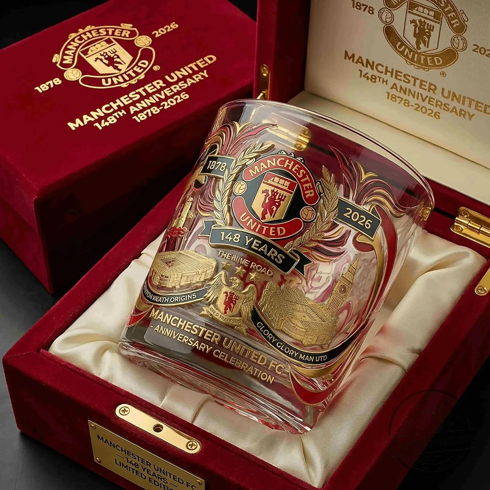Manchester United 148th Anniversary Commemorative Whiskey Glass with Gift Box