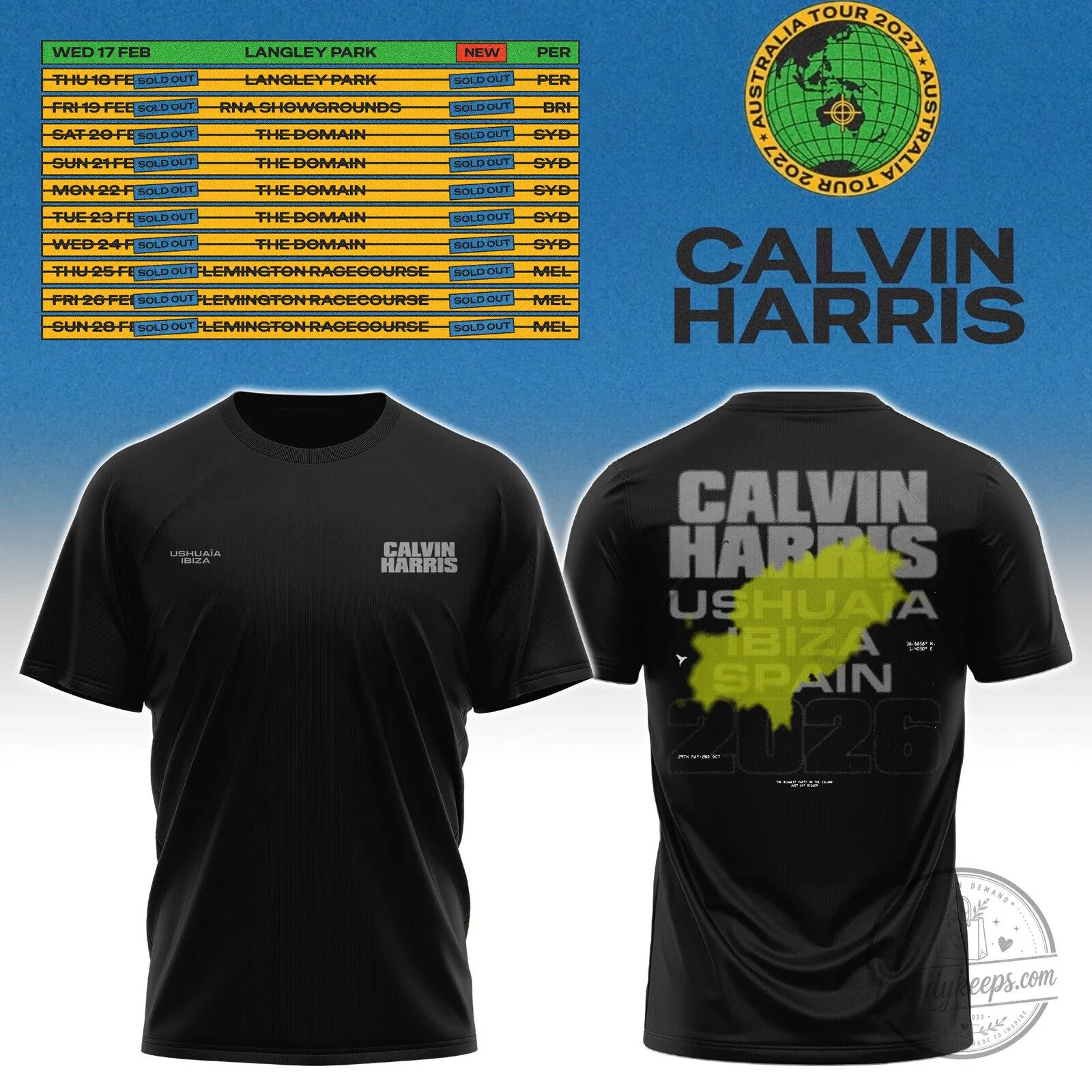 Calvin Harris Australia Tour 2027 Music Concert Black Graphic T-Shirt 1 Calvin Harris Australia Tour 2027 Music Concert Black Graphic T-Shirt