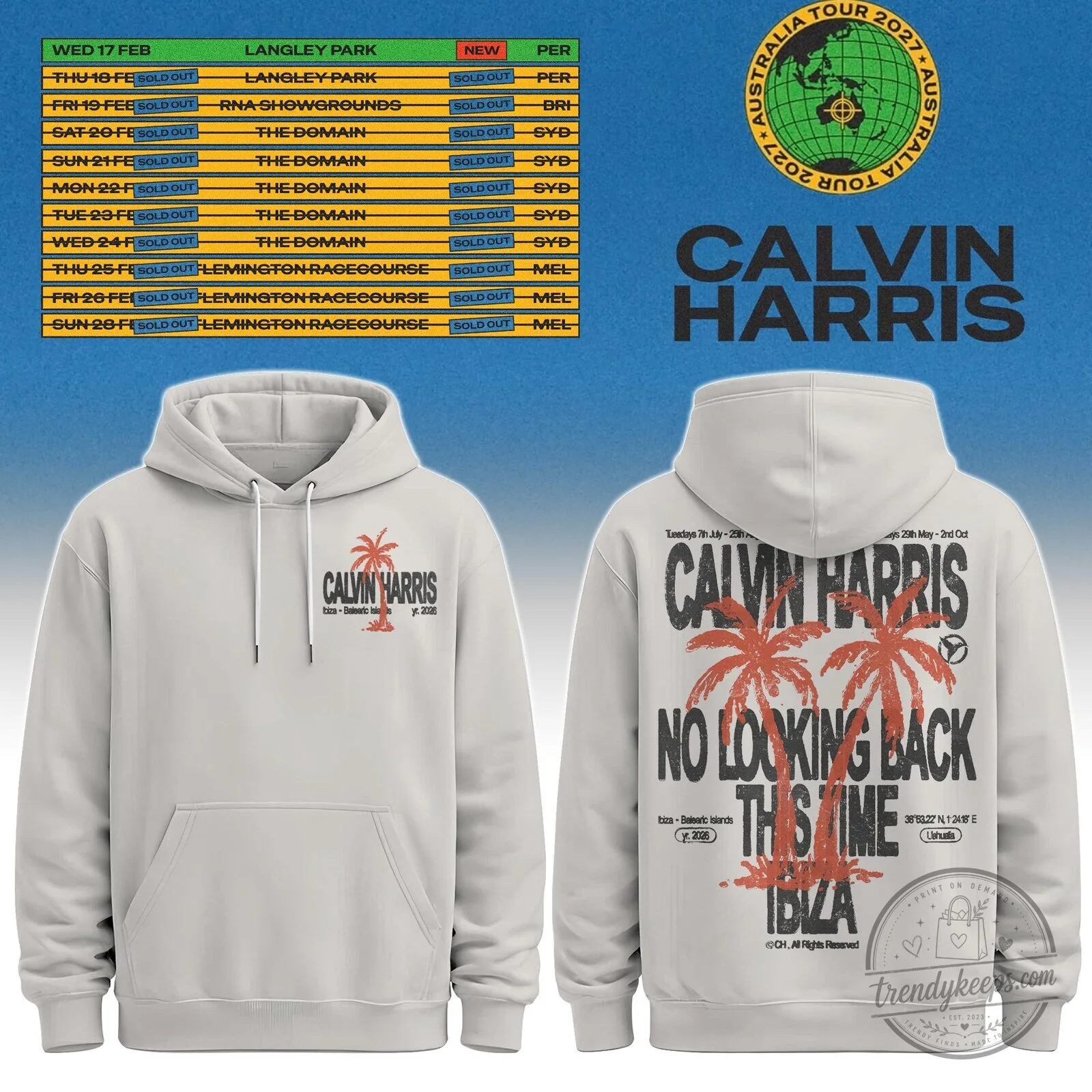 Calvin Harris Australia Tour 2027 Schedule White Hoodie