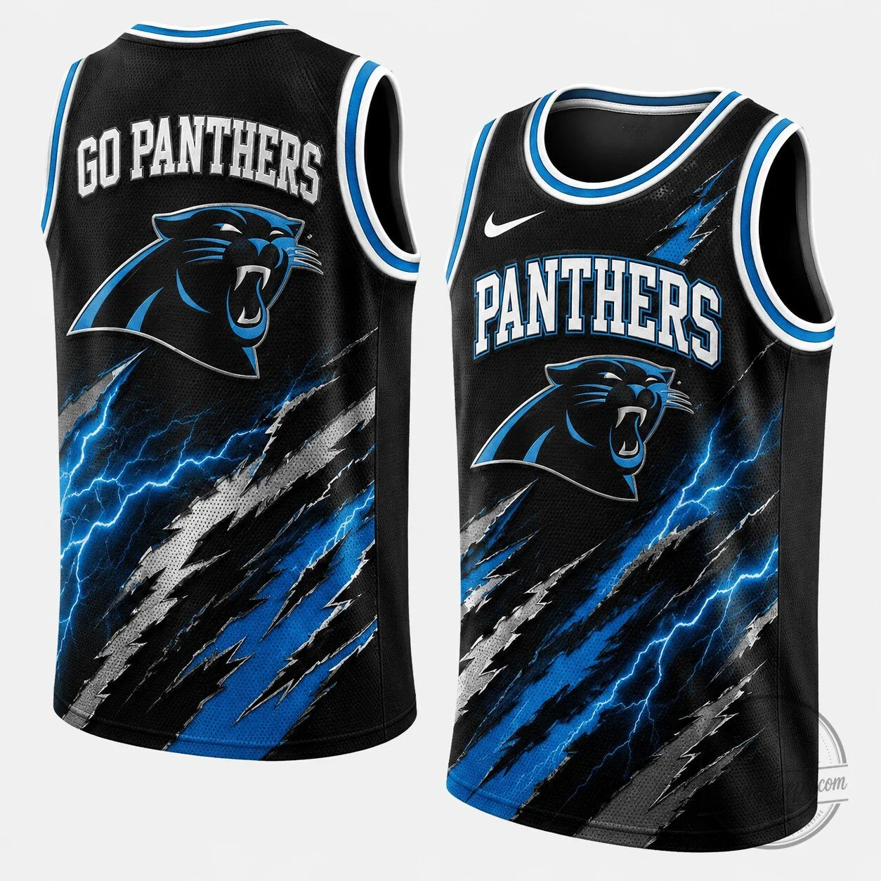 Carolina Panthers Go Panthers Abstract Scratch Sports Black and Blue Tank Top