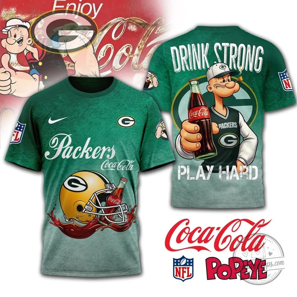 Green Bay Packers Popeye Coca Cola Football Fan T-Shirt