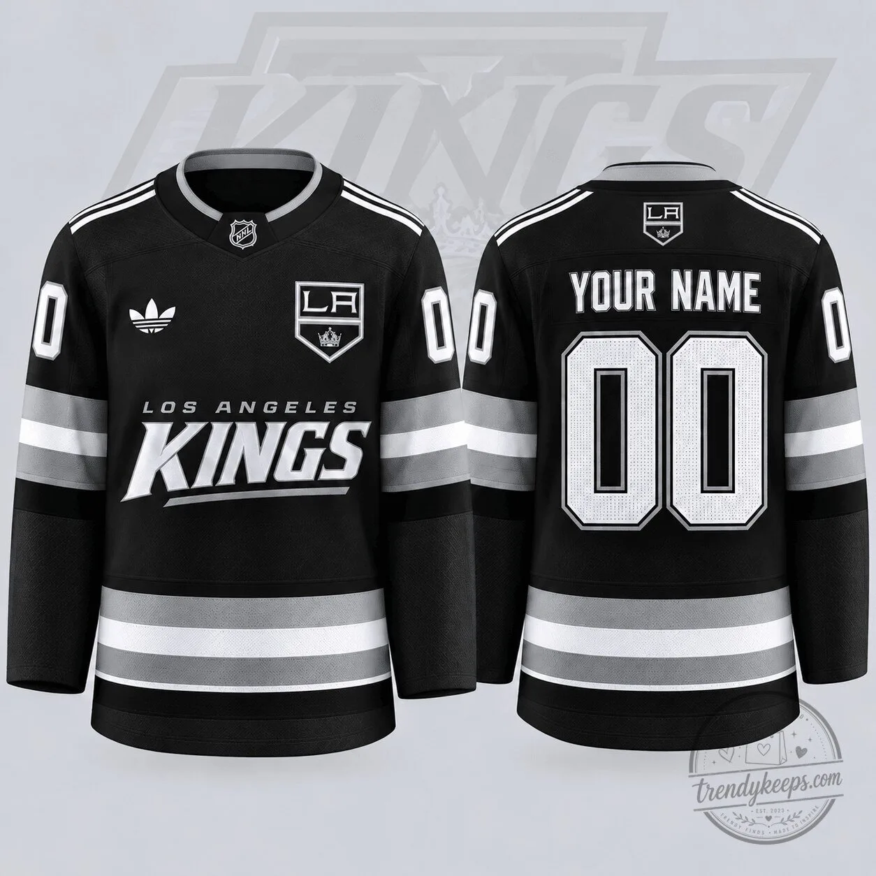 Los Angeles Kings Personalized Black and White Classic Hockey Jersey