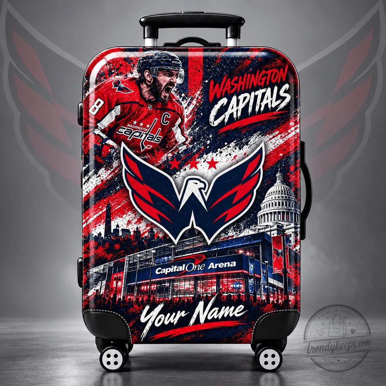 Washington Capitals NHL Hockey Team Personalized Hard Shell Carry-On Suitcase