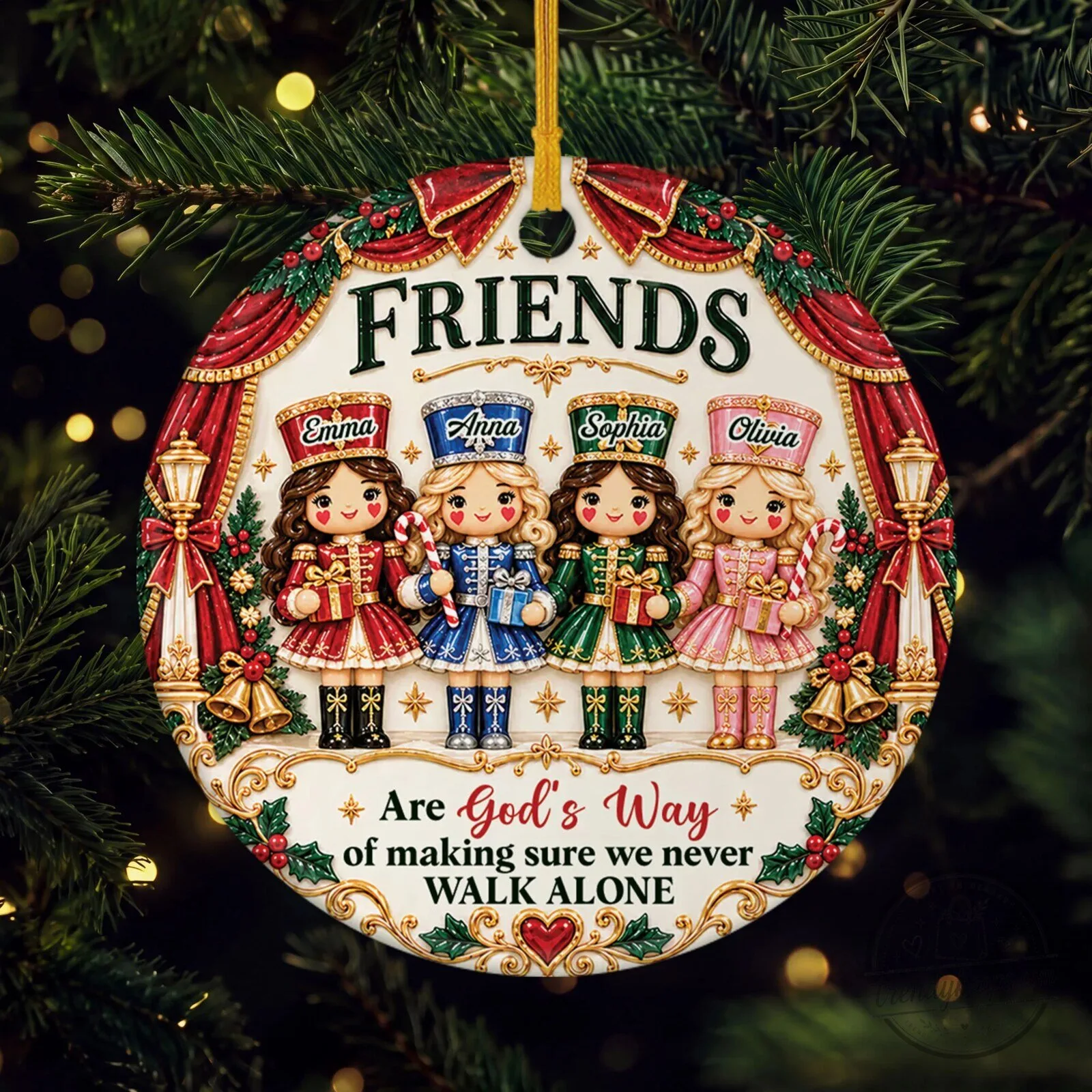 Personalized Friends Are God's Way Of Making Sure We Never Walk Alone Ornament 5 Personalized Friends Are God