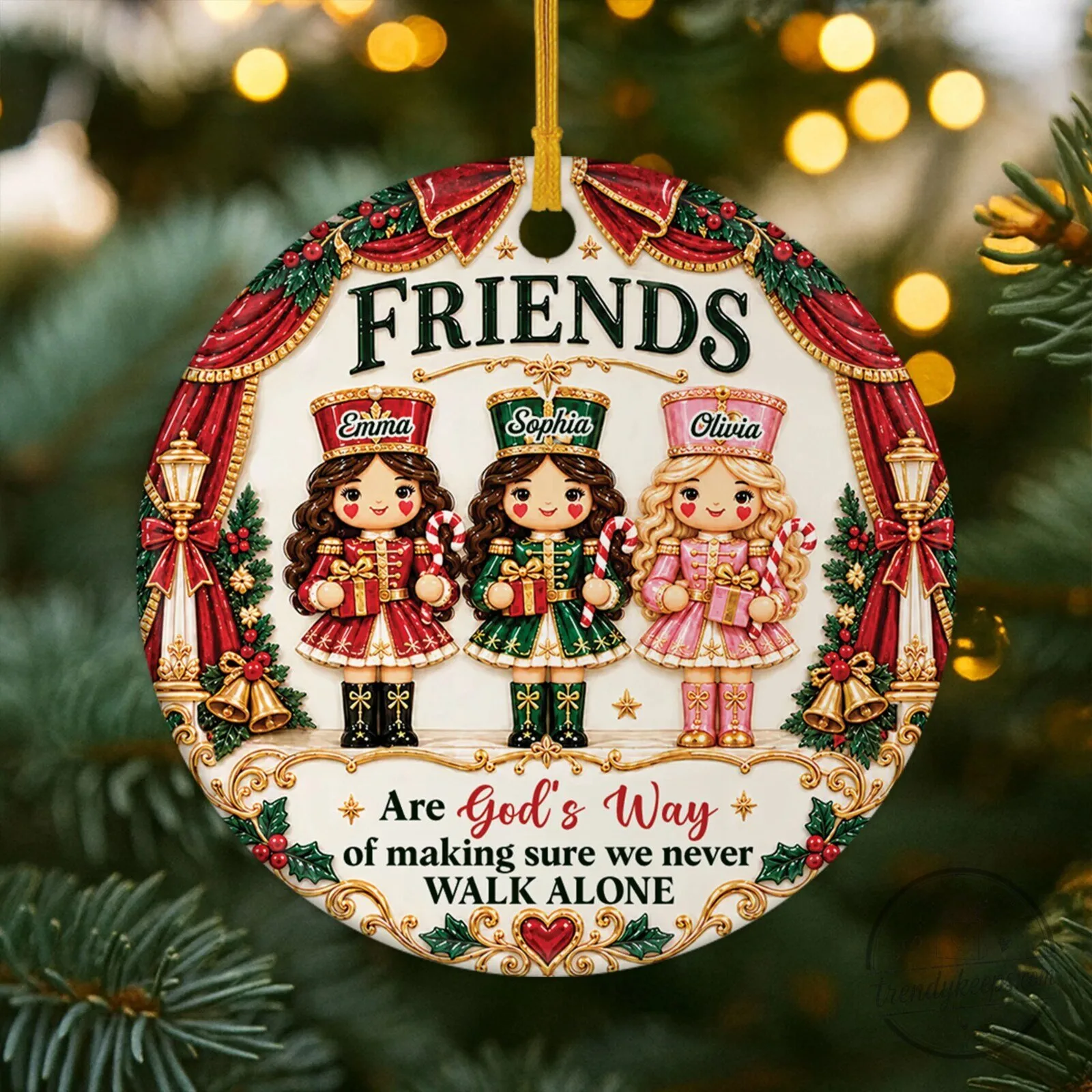 Personalized Friends Are God's Way Of Making Sure We Never Walk Alone Ornament 6 Personalized Friends Are God