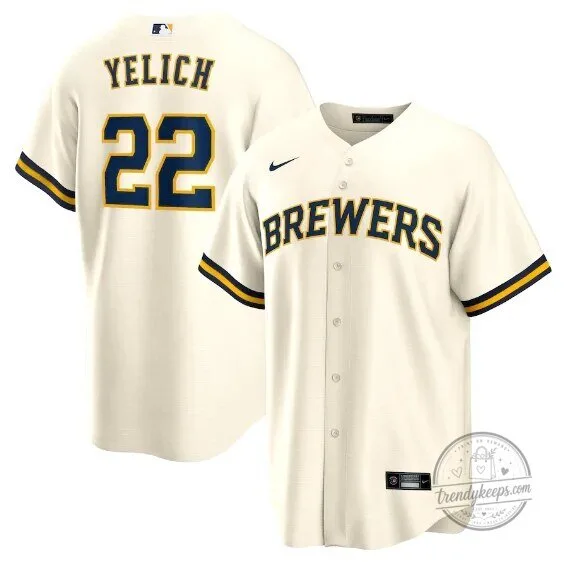 Christian Yelich Milwaukee Brewers Cream Replica Baseball Jersey